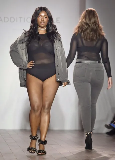 Fashion from the Ashley Graham collection is modeled during Fashion Week, Wednesday September 14, 2016, in New York. (Photo by Bebeto Matthews/AP Photo)