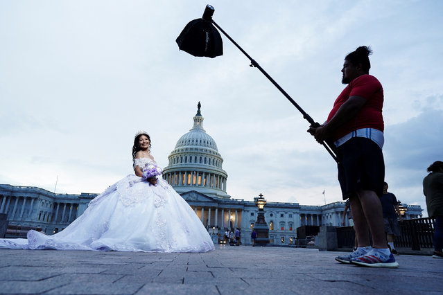 Diana Galindo Rodriguez a wedding bride to be poses for a photo in front of the Capitol, in Washington, D.C., U.S., June 29, 2025. (Photo by Ken Cedeno/Reuters)