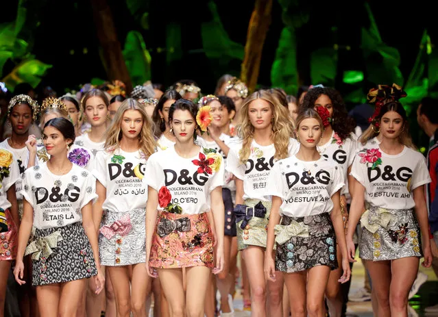 Models present creations at the D&G fashion show during Milan Fashion Week Spring/Summer 2017 in Milan, Italy September 25, 2016. (Photo by Max Rossi/Reuters)