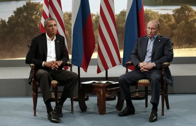President Barack Obama meets with Russian President Vladimir Putin in Enniskillen, Northern Ireland, Monday, June 17, 2013. Obama and Putin discussed the ongoing conflict in Syria during their bilateral meeting. (Photo by Kevin Lamarque/Reuters)