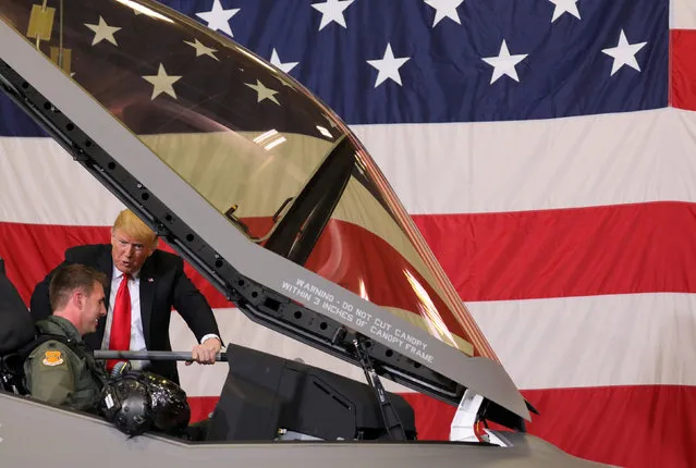 U.S. President Donald Trump tours Luke Air Force Base, Arizona, U.S., October 19, 2018. (Photo by Jonathan Ernst/Reuters)