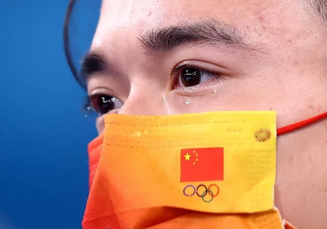 Liu Yang of China cries after winning the Men's Rings Final on day ten of the Tokyo 2020 Olympic Games at Ariake Gymnastics Centre on August 2, 2021 in Tokyo, Japan. (Photo by Lindsey Wasson/Reuters)