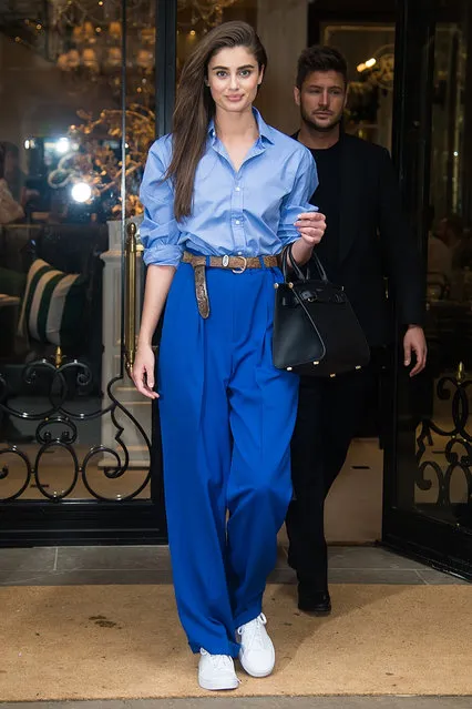 Model Taylor Marie Hill is seen leaving Ralph Lauren Spring/Summer 2019 fashion show during New York Fashion Week at Ralph's Coffee at Ralph Lauren Flagship store on 888 Madison Avenue on February 7, 2019 in New York City. (Photo by Gilbert Carrasquillo/GC Images)