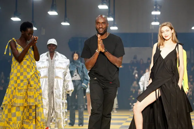 Designer Virgil Abloh appears at the end of his Fall/Winter 2019-2020 women's ready-to-wear collection for his label Off-White during Women's Fashion Week in Paris, France, February 28, 2019. (Photo by Stephane Mahe/Reuters)