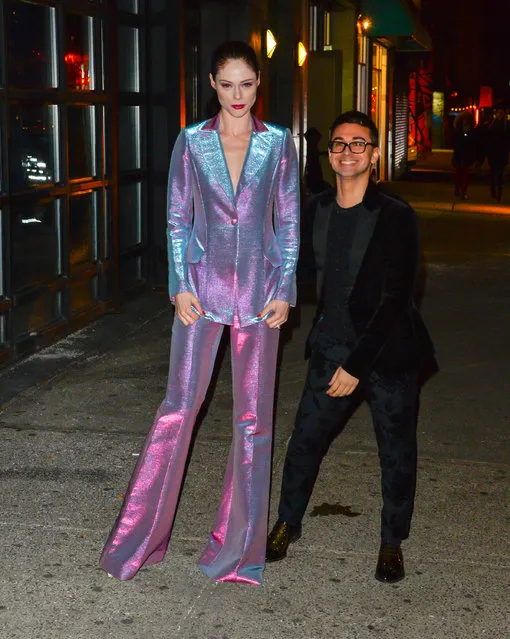 Model Coco Rocha and Christian Siriano are seen in soho on March 7, 2019 in New York City. (Photo by Raymond Hall/GC Images)
