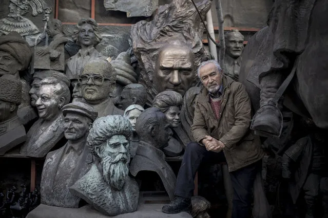 Metin Yurdanur, born in 1951, artist and sculptor, poses at the atelier in Ankara, Turkey on January 04, 2022. (Photo by Ozge Elif Kizil/Anadolu Agency via Getty Images)