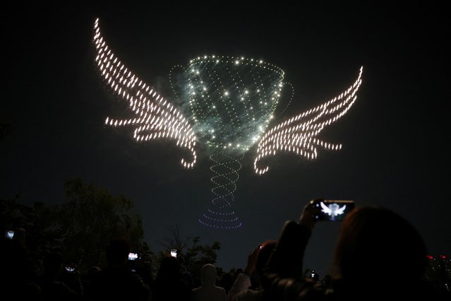 Fireworks drones perform formation flying at the World Drone Light Show 2024 which is part of the 2024 Korea Drone Expo, in Incheon, South Korea, on May 9, 2024. (Photo by Kim Hong-Ji/Reuters)