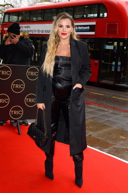 Georgia Kousoulou arrives at the Television and Radio Industries Club Christmas Lunch in Grosvenor House Hotel, London, England on December 10, 2019. (Photo by Jonathan Hordle/Rex Features/Shutterstock)