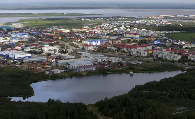 An aerial view shows Naryan-Mar, the administrative centre of Nenets Autonomous Area, far northern Russia, August 2, 2015. (Photo by Sergei Karpukhin/Reuters)