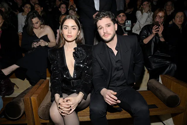 Lily Collins and Kit Harington attend the Saint Laurent show as part of the Paris Fashion Week Womenswear Fall/Winter 2020/2021 on February 25, 2020 in Paris, France. (Photo by Pascal Le Segretain/Getty Images)