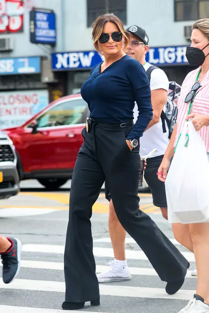 American actress Mariska Hargitay is seen at film set of the “Law and Order: Special Victims Unit” TV Series on July 26, 2022 in New York City. (Photo by Jose Perez/Bauer-Griffin/GC Images)