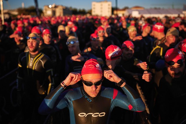 Athletes prepare in the swim section during the IRONMAN 70.3 Cervia / Emilia Romagna on September 18, 2022 in Cervia, Italy. (Photo by Joosep Martinson/Getty Images for IRONMAN)