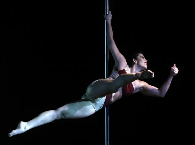 Paula Quintino of Brazil competes in the South American Pole Dance Championship in Buenos Aires November 24, 2014. (Photo by Enrique Marcarian/Reuters)