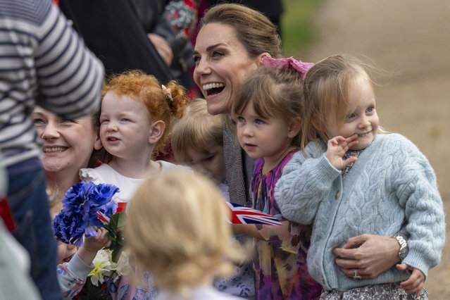 The Princess of Wales with families of service personnel in her first visit to RAF Coningsby, Lincolnshire, UK on October 2, 2025, in her role as royal honorary air commodore. (Photo by James Glossop/The Times)