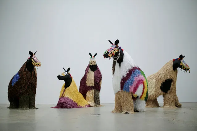 Dancers dressed as a horses pose during a press preview of American artist Nick Cave's first major work shown in Australia, entitled HEARD.SYD in Sydney, November 8, 2016. (Photo by Jason Reed/Reuters)