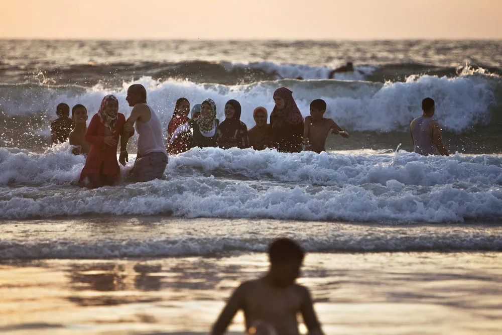 Palestinians Enjoy the Mediterranean Sea