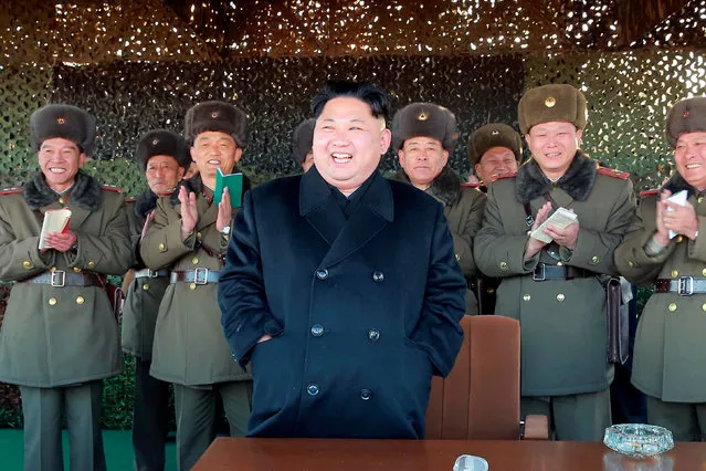 North Korean leader Kim Jong Un attends an intensive artillery drill of the KPA artillery units on the front in this image released by North Korea's Korean Central News Agency (KCNA) in Pyongyang December 2, 2016. (Photo by Reuters/KCNA)