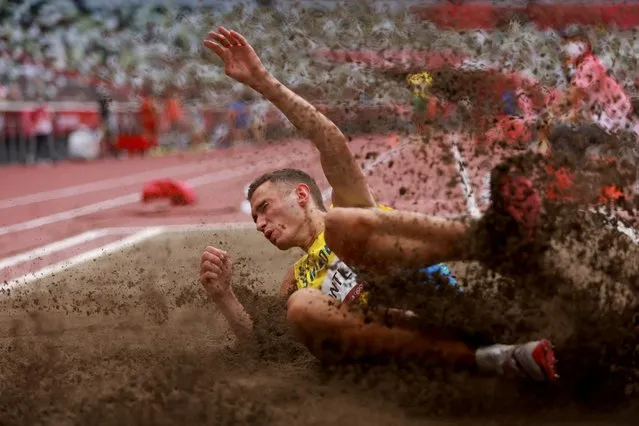 Sweden's Thobias Montler competes in the men's long jump final during the Tokyo 2020 Olympic Games at the Olympic Stadium in Tokyo on August 2, 2021. (Photo by Kai Pfaffenbach/Reuters)