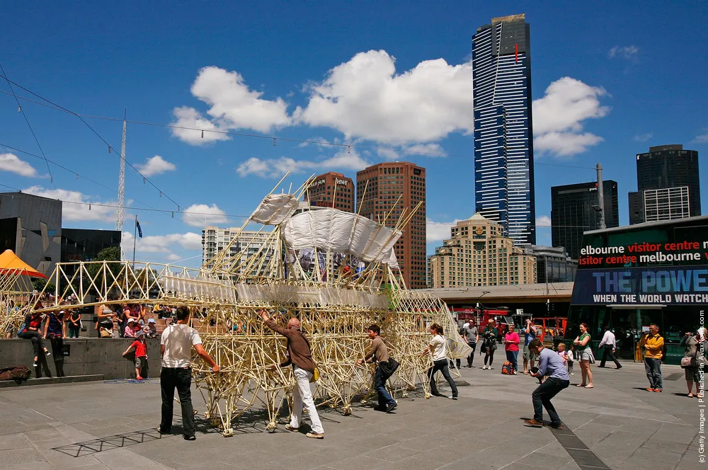 Strandbeest Structure Unveiled In Federation Square
