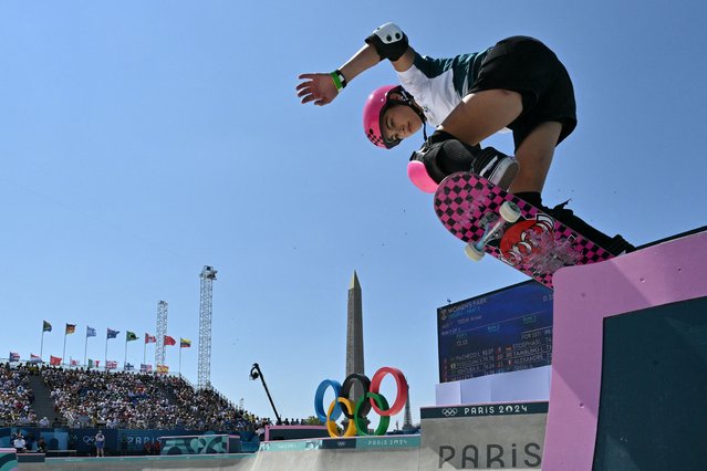 Arisa Trew of Team Australia competes during the Women's Park Final Skateboarding on day eleven of the Olympic Games Paris 2024 at Place de la Concorde on August 6, 2024 in Paris, France. (Photo by Odd Andersen/Reuters)