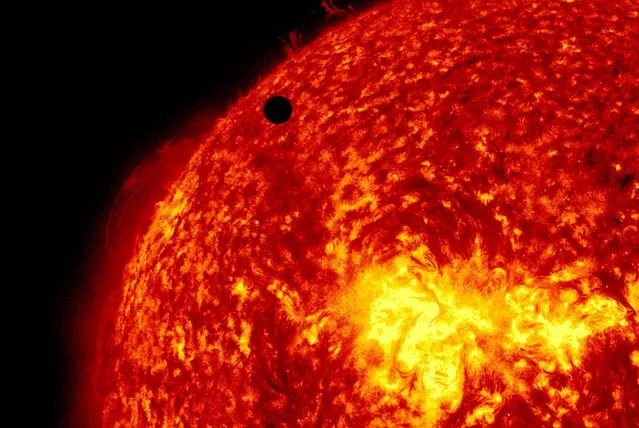 Venus passes in front of the sun in this ultra-high definition view by the Solar Dynamic Observatory on June 5, 2012