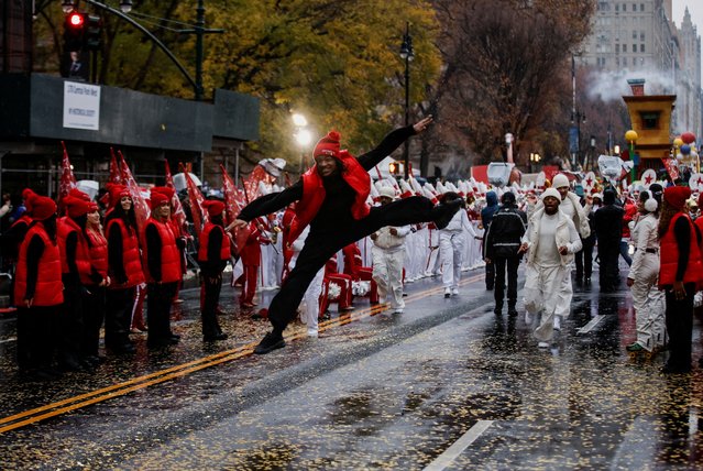 A performer rehearses ahead of the annual Macy's Thanksgiving Day Parade in Manhattan in New York City on November 28, 2024. (Photo by Eduardo Munoz/Reuters)