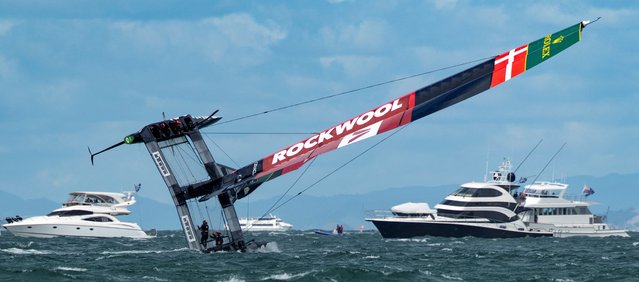 Rockwool Denmark’s Nicolai Sehested in action as his catamaran nearly capsizes in Auckland, New Zealand on January 19, 2025. (Photo by Felix Diemer/Reuters)