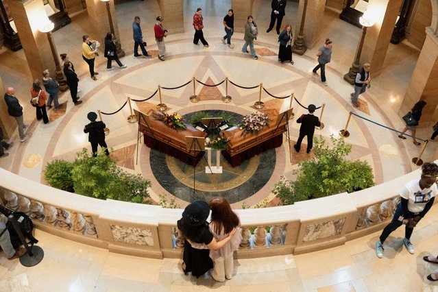 Mourners pay their respects as senior Democratic state assemblywoman Melissa Hortman and her husband Mark lie in State at the Minnesota Capitol after they were killed in a shooting, in St. Paul, Minnesota, U.S., June 27, 2025. (Photo by Tim Evans/Reuters)