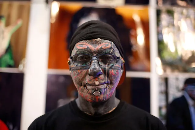 German tattoo enthusiast “Magneto” takes part in the annual Israel Tattoo Convention in Tel Aviv, Israel, October 8, 2016. (Photo by Baz Ratner/Reuters)