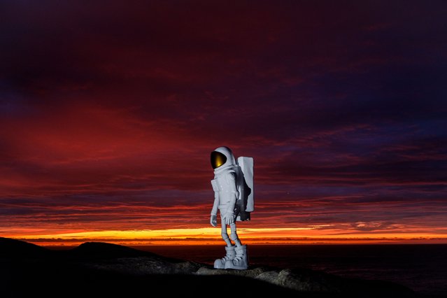 The work “Naught: Bondi” by Milarky is seen pre-dawn at Sculpture by The Sea on October 18, 2024 in Sydney, Australia. A striking inflatable sculpture resembling a melanoma is set to be showcased at Sculpture by the Sea 2024, running from October 18 to November 4 along the Bondi to Tamarama coastal walk. (Photo by Brook Mitchell/Getty Images)
