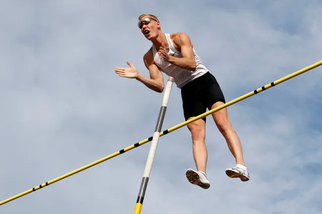 Sam Kendricks from the United States, competes during the men' s pole vault event on the eve of the Athletissima international Athletics meeting, in Lausanne, Switzerland, Wednesday, July 4, 2018. (Photo by Denis Balibouse/Reuters)