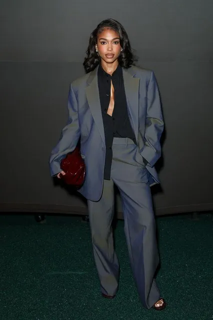 American model Lori Harvey attends the Burberry Winter 2024 show during London Fashion Week on February 19, 2024 in London, England. (Photo by Dave Benett/Getty Images for Burberry)