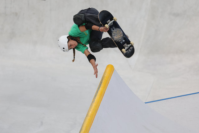 Coco Crafter of Australia competes during the Women's Park Prelims Heat 1 of the skateboarding competition on day one of the Olympic Qualifier Series on May 16, 2024 in Shanghai, China. (Photo by Lintao Zhang/Getty Images)
