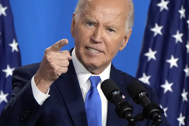 President Joe Biden speaks at a news conference on the final day of the NATO summit in Washington, July 11, 2024. (Photo by Jacquelyn Martin/AP Photo)