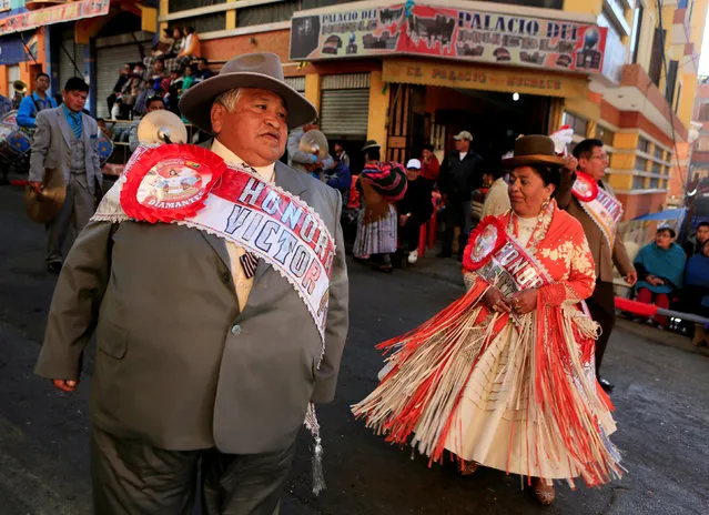 Leaders of a Morenada group dance during the “Senor del Gran Poder” (Lord of Great Power) parade in La Paz, May 21, 2016. (Photo by David Mercado/Reuters)