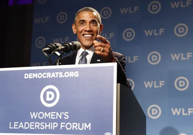 U.S. President Barack Obama makes remarks at the DNC's annual Women's Leadership Forum at the Marriott Marquis Hotel in Washington, September 19, 2014. (Photo by Larry Downing/Reuters)