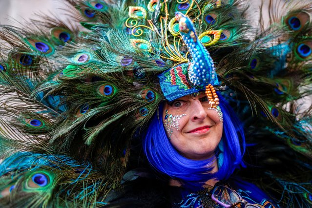 People take part in the annual Easter Parade and Bonnet Festival on 5th Avenue outside St. Patrick's Cathedral in Manhattan in New York City, on April 20, 2025. (Photo by Eduardo Munoz/Reuters)