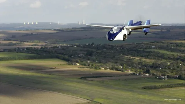 The AeroMobil 3.0 is pictured during its test flight in Slovakia in this handout provided by Aeromobil October, 2014. The “Flying Roadster”, a unique prototype, combines the qualities of a supercar and a light sports aircraft. According to a press release the AeroMobil has a top speed of 160 km/h (100 mph) as a car and 200km/h (124 mph) as a plane. The range is about 700 km (430 miles) as a plane and 875 km (540 miles) as a car. (Photo by Reuters/AeroMobil)
