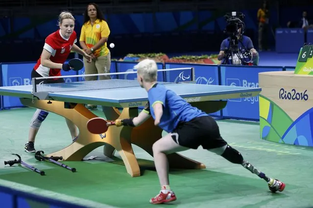 2016 Rio Paralympics, Table Tennis, Final, Women's Single Class 6 Gold Medal Final, Riocentro Pavilion 3, Rio de Janeiro, Brazil on September 13, 2016. Sandra Paovic (CRO) of Croatia and Stephanie Grebe (GER) of Germany compete. (Photo by Carlos Garcia Rawlins/Reuters)