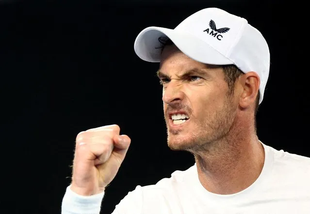 Andy Murray of Great Britain reacts in their round one singles match against Matteo Berrettini of Italy during day two of the 2023 Australian Open at Melbourne Park on January 17, 2023 in Melbourne, Australia. (Photo by Hannah Mckay/Reuters)