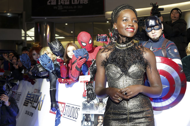 Actor Lupita Nyong'o arrives at the red carpet of the Seoul premiere of “Black Panther” on February 5, 2018 in Seoul, South Korea. (Photo by Han Myung-Gu/Getty Images for Disney)