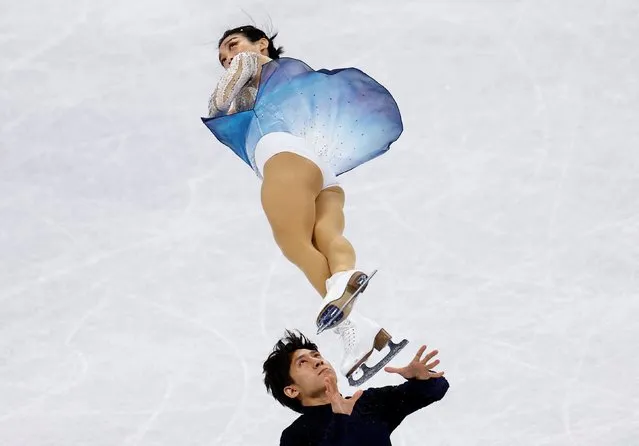 Wenjing Sui and Cong Han of Team China skate during the Pair Skating Free Skating on day fifteen of the Beijing 2022 Winter Olympic Games at Capital Indoor Stadium on February 19, 2022 in Beijing, China. (Photo by Evgenia Novozhenina/Reuters)