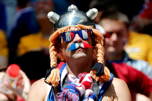 A France fan poses before the Russia 2018 World Cup Group C football match between France and Australia at the Kazan Arena in Kazan on June 16, 2018. (Photo by Jorge Silva/Reuters)