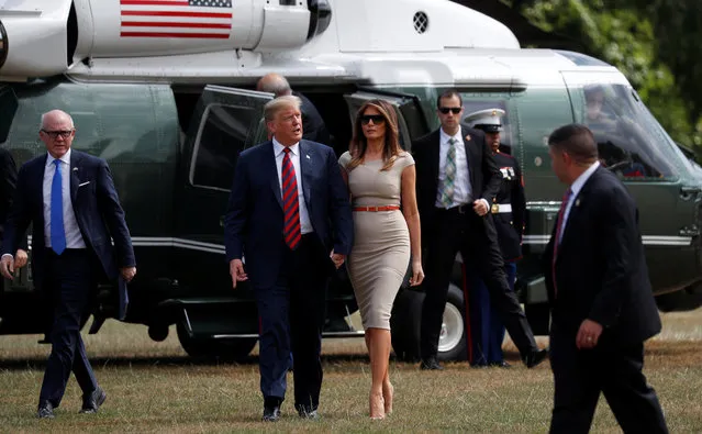 U.S. President Donald Trump and first lady Melania Trump arrive at Winfield House, residence of the U.S. ambassador to the United Kingdom, in London, July 12, 2018. (Photo by Kevin Lamarque/Reuters)
