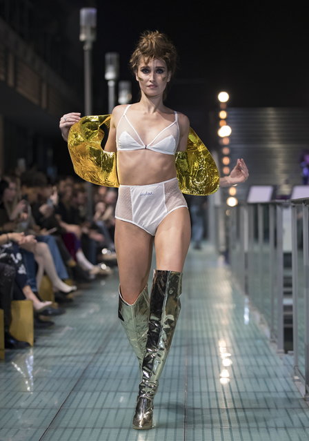 A model presents a creation displayed as part of the “Lingerie Rocks” fashion show, running on the sidelines of Paris Fashion Week, in Paris, France, 20 January 2019. (Photo by Ian Langsdon/EPA/EFE)