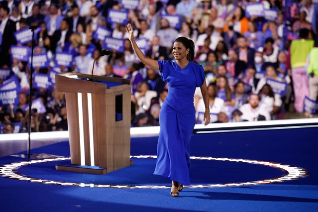 Actress Eva Longoria speaks onstage during the final day of the Democratic National Convention at the United Center on August 22, 2024 in Chicago, Illinois. Delegates, politicians, and Democratic Party supporters are gathering in Chicago, as current Vice President Kamala Harris is named her party's presidential nominee. The DNC takes place from August 19-22. (Photo by Kevin Dietsch/Getty Images)