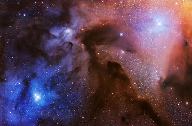 “Stars and Nebulae”. Overall winner: The Rho Ophiuchi Clouds, by Artem Mironov (Russia) The Rho Ophiuchi Cloud Complex, or the Ophiuchus Molecular Cloud is a dark emission and reflection nebula about 14 light years across situated approximately 460 light years away from earth, in the constellation of Ophiuchus (the “Serpent-Bearer”). It is one of the closest star-forming regions to the Solar System. Hakos Farm, Windhoek, Namibia, 6 August 2016. Sky-Watcher 200 mm f/4 reflector telescope, Sky-Watcher HEQ5 Pro mount, Canon 5D Mark II camera, ISO 1600, 15-hour total exposure. (Photo by Artem Mironov/Insight Astronomy Photographer of the Year 2017)
