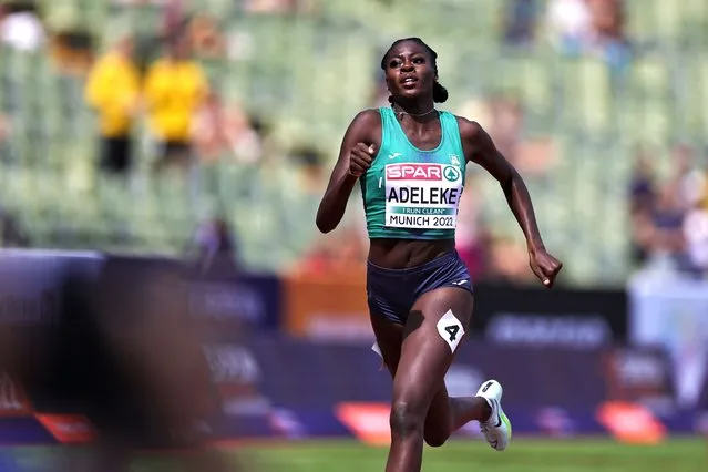 Rhasidat Adeleke of Ireland competes during the Women's 400m Semifinal 3 on day 6 of the European Championships Munich 2022 at Olympiapark on August 16, 2022 in Munich, Germany. (Photo by Simon Hofmann/Getty Images for European Athletics)