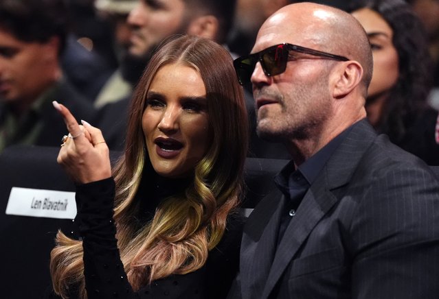 Actor Jason Statham and English model Rosie Huntington-Whiteley at the Kingdom Arena in Riyadh, Saudi Arabia on Saturday, December 21, 2024. (Photo by Nick Potts/PA Wire)
