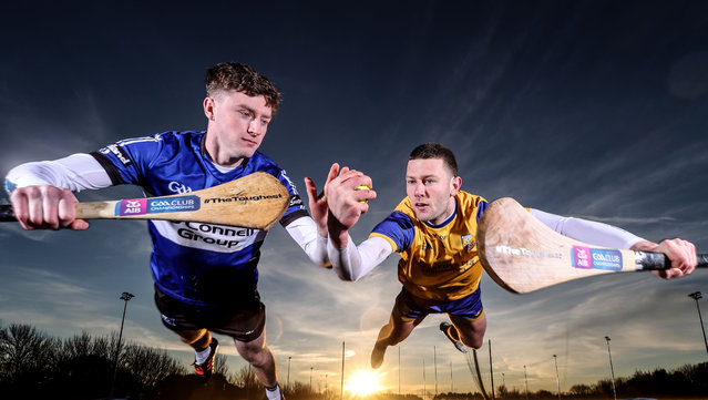 Jack O’Connor of Sarsfields and Sean Murphy of Na Fianna prepare for the AIB GAA Hurling All-Ireland Senior Club Championship final at Croke Park in Dublin on January 15, 2025. (Photo by Dan Sheridan/Inpho)